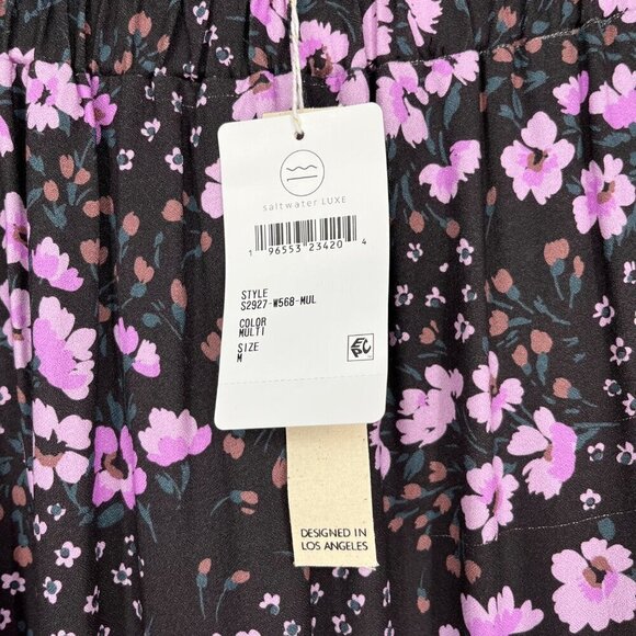 Saltwater Luxe Rex Maxi Skirt Size M Dark Floral Purple Tiered Layered HR NEW - Picture 6 of 13